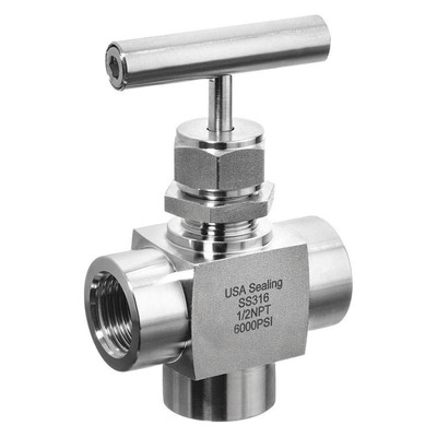 USA INDUSTRIALS ZUSA-VLV-101 Needle Valve,Angled Fitting Style,316 SS 56DK52