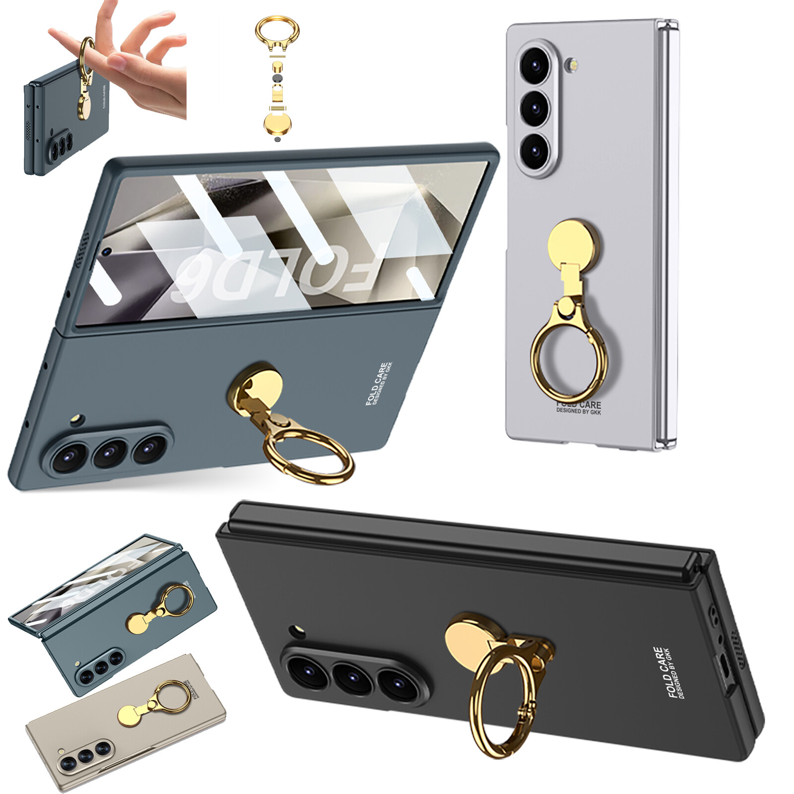 For Samsung Galaxy Z Fold 6 Stand ring holder Case With Screen Protector cover-image