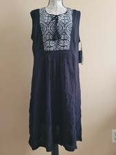 A.n.a Women's Black Boho Tassels Tie Dress