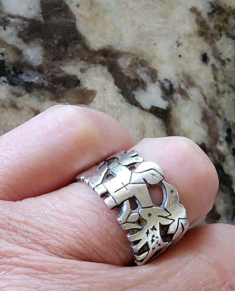 Retired James Avery St. Francis Loves The Animals Deer Bird Ring Size 9