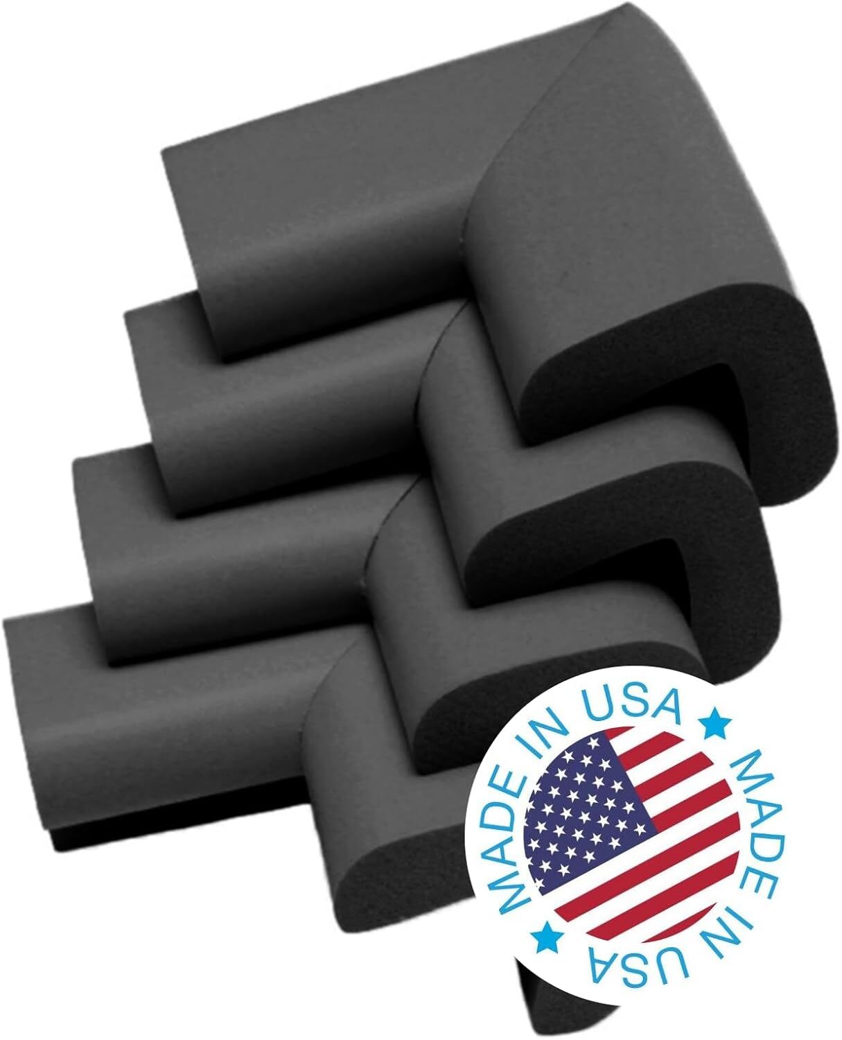 KidKusion 4-Piece Safety Corner Cushion, Black, Child Proofing 4 Pack, Black