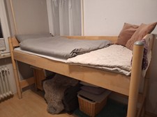 PAIDI Fleximo 125 Spielbett (Birke, hell) mit Rutsche und schräger Leiter