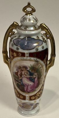 Antique Royal Vienna Vase with Beehive Mark w/White Iridescent Background