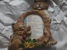 Multi 7X7" Cat Figurine Frame Holds 3.5X5" Oval Photo