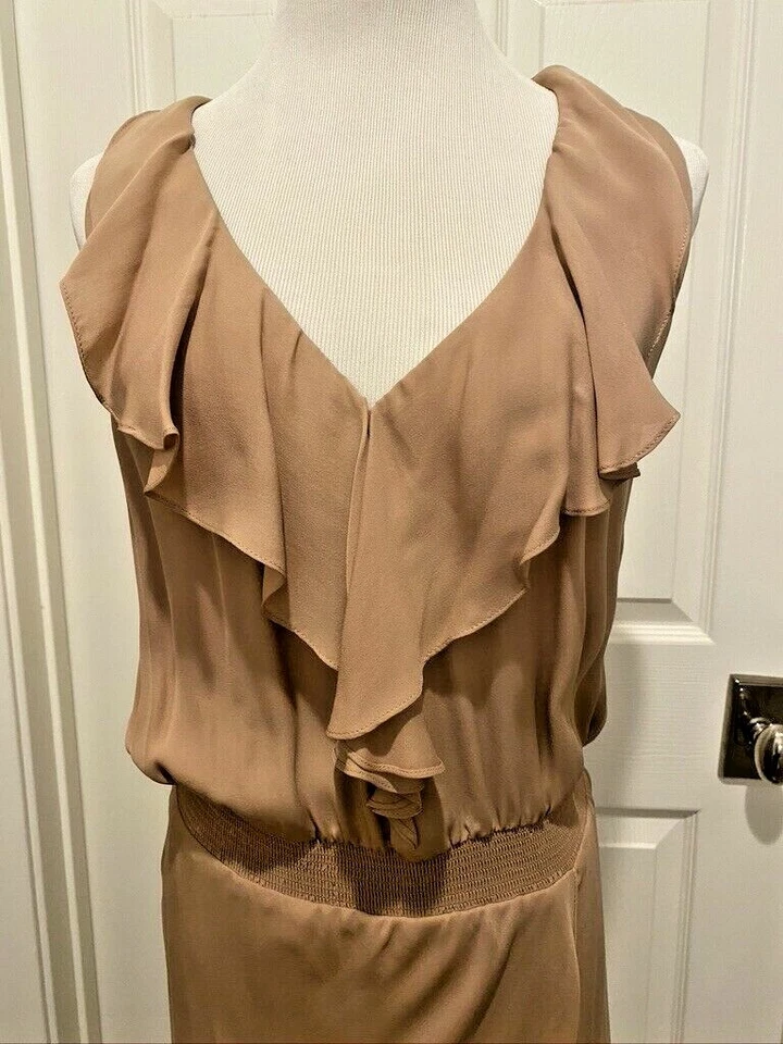   Maxi Vestido Haute Hippie Malva Volantes Delantero Seda $625.00 Talla M-NUEVO CON ETIQUETAS Foto 4 de 4