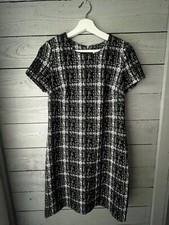 Calvin Klein A-Line Dress, Black and White Plaid /Jacquard - Size 8