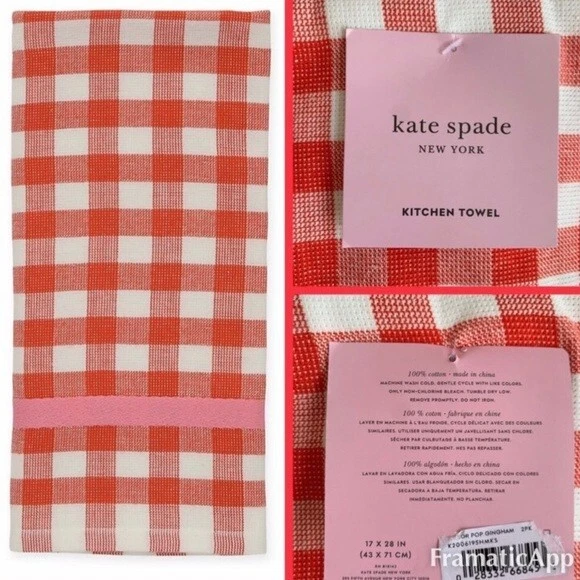 Kate Spade New York Color Pop Gingham Kitchen Towel - Red