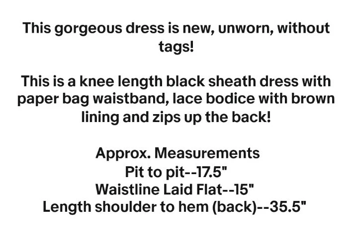 Vestido Merona Talla 6 Funda Encaje Corpiño Bolsa de Papel Cintura Negro Marrón Cremallera Trasera Foto 2 de 4