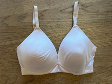 DKNY Sandy Beige Logo SMALL Lightly Lined Bralette Bra Adjustable NWOT 