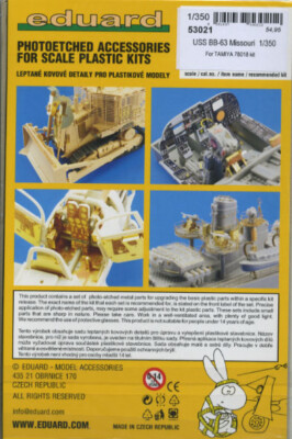 Eduard 53021 Missouri Photo-Etched Detail Set for 1/350 Scale Tamiya Model Kit