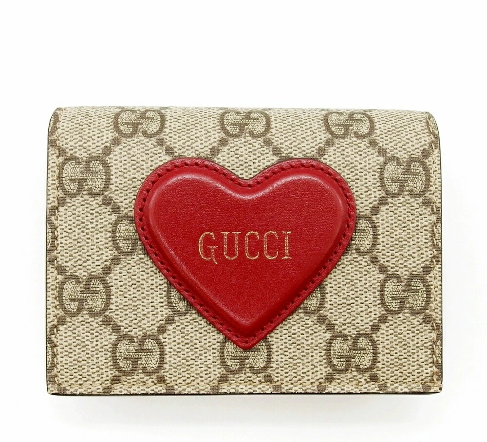 Gucci GG Supreme 648848 Portefeuille Compact PVC et Cuir Beige