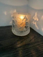 Moon Snow Frosted Christmas Tree Clear Votive Candle Holder Tea light Shadows