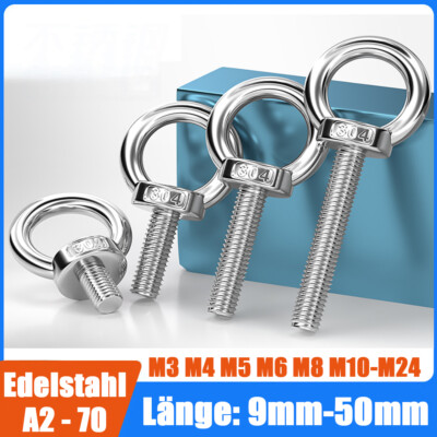 Ringschrauben Edelstahl A2 Ösenschrauben Lifting Eye Bolts M3 M4 M5 M6 M8 - M24