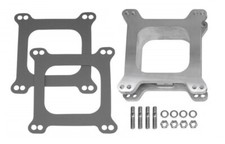 Holley Caburetor Spacer 2 Carb Intake Manifold Square Bore Open Center Aluminum