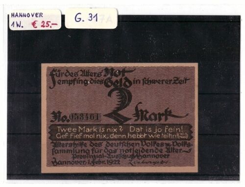 Moneta di emergenza 2 marchi Hannover 1 valore completo - Foto 1 di 1
