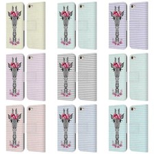 MONIKA STRIGEL GIRAFFE AND STRIPES LEATHER BOOK WALLET CASE FOR APPLE iPOD TOUCH