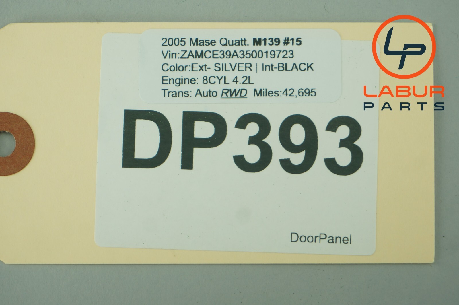 M139 03-13 Maserati Quattroporte Rear Left Driver Side Door Panel Black DP393
