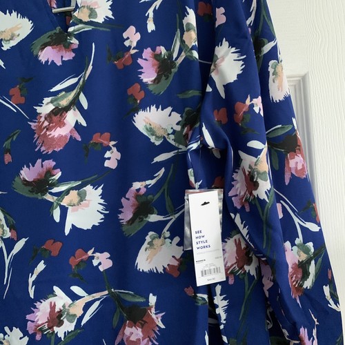 APT.9 BLUSE GRÖSSE 3X BLAU BUNT GEBLÜMT ÄRMEL 3/4 DAMEN BLUSE. NEU MIT ETIKETT - Bild 5 von 12