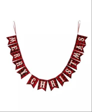 Glitzhome Plaid Banner ”Merry Christmas”