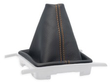 POUR VW AMAROK 2010-2020 SOUFFLET LEVIER DE VITESSE CUIR NOIR COUTURES ORANGES