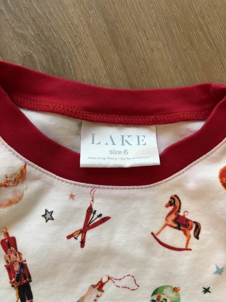 LAKE PJS Pajamas Size 6 Christmas Holiday Snug Fitting Pima Cotton Kids - Image 3 of 4