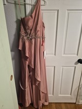 NEW MAC DUGGAL Embellished One Shoulder Asymmetrical Gown Rose Pink #11262