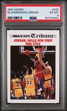 1991 HOOPS #542 MAGIC JOHNSON/MICHAEL JORDAN PSA 6