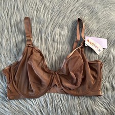 Joyspun Bra Womens Size 40DD Brown Mesh Sheer Unlined Underwire Back Closure