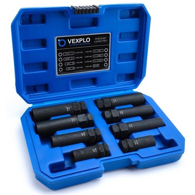 Spline Lug Nut Socket Set, 8 Piece SAE & Metric Locking Lug Nut Removal Tool,...