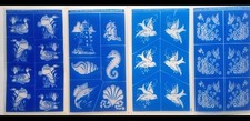 Armour Set of 4 Rub n Etch Glass Etching Stencils ducks Birds Seahorses Flowers