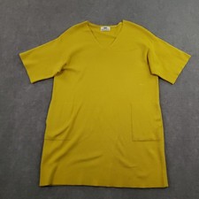 Sminfinity Sweater Dress Womens XS Yellow Supima Cotton Cashmere Tunic Pockets