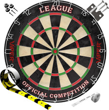 League Regulation Bristle Steel Tip Dartboard Set with Staple-Free Bullseye, Gal