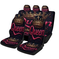 Queen And King Pattern Car Seat Covers Trendy Full Set Royal Queen Crown Queen And King Pattern Car Seat Covers Trendy Full Set Royal Queen Crown