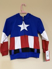 Marvel Captain America Sweatshirt Youth Hoodie Zip Up Mask Size XS - NWT
