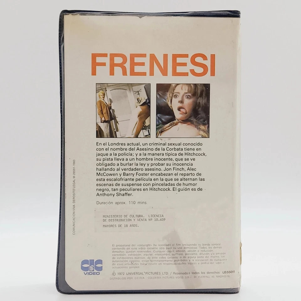 VHS PAL Ed. VIDEOCLLUB caja grande FRENESI HITCHCOCK 1972 versión española - Imagen 3 de 4