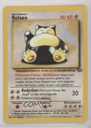 Snorlax German Pokemon Jungle #27 1999