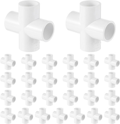 25 Pcs 1/2 Inch 4 Way Cross PVC Fittings, SCH40 Furniture Grade PVC Pipe Connect