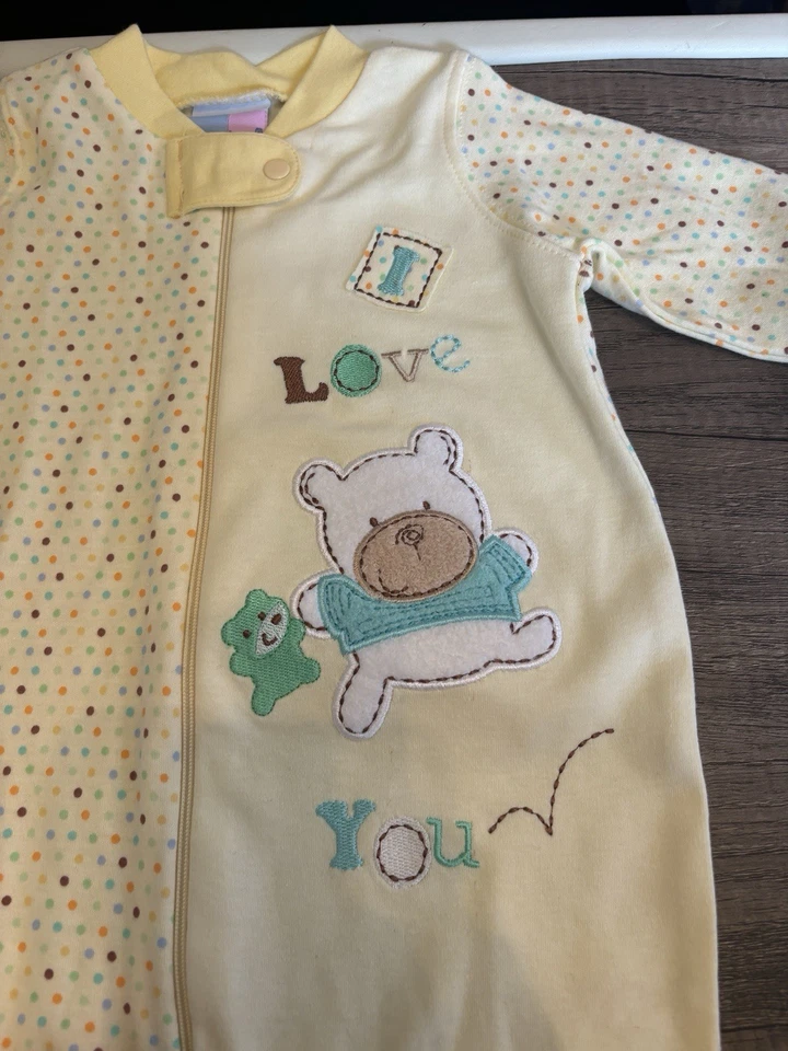 Oso amarillo recién nacido vintage retro de los años 2000 Y2K nuevo con etiquetas 6-9 meses Foto 2 de 4