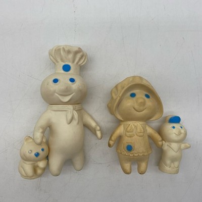 Vintage Pillsbury DoughBoy Family Set Of 4 1970's Vinyl Dolls Cat