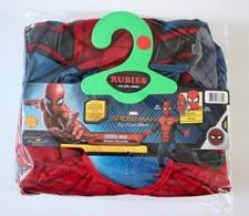 Boys Deluxe Spiderman Costume Mask Gloves Muscle Super Hero Fancy Dress Age 8-10
