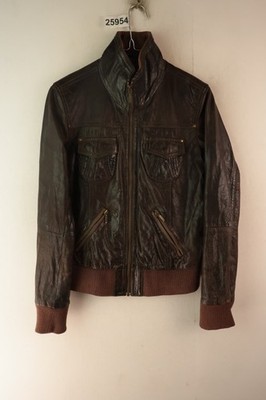 Heliumbraun Reißverschluss Damen Leder Distressed Biker Jacke 90er Größe 10