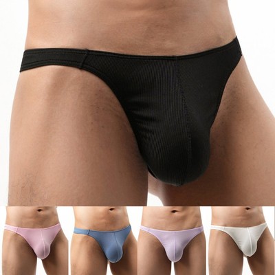 Mens Thread Underwear Low Waist Sexy Thong Briefs Breathable Pouch Underpants