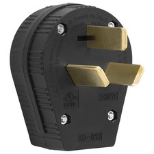 50Amp 3-Prong Dryer Nema 10-50P Plug 30/50A, 125/250V Angle Plug, 3 Black