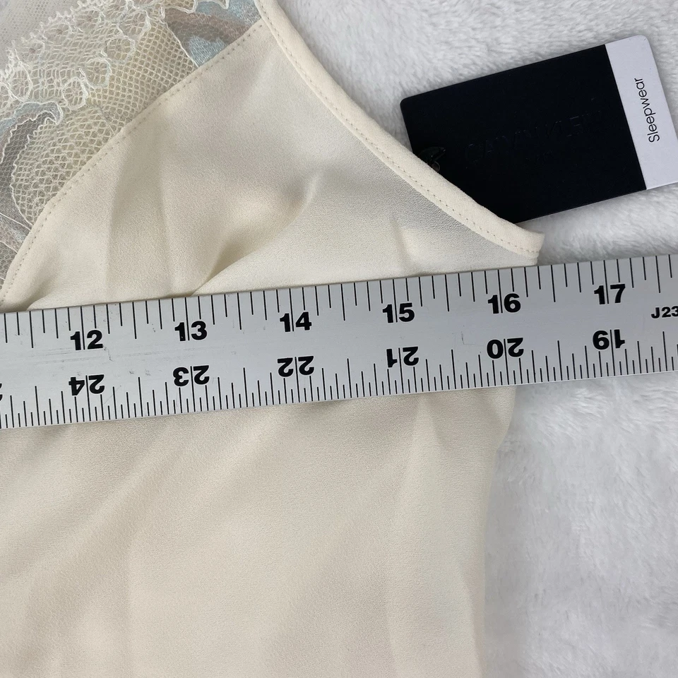 Camisola Calvin Klein S Marfim Sexy Chemise Chiffon Feminina Romance de Noiva Nova! - Imagem 3 de 4
