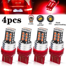 4pcs 7443 7440 Led Red Strobe Flash Blinking Brake Stop Tail Parking Light Bulbs