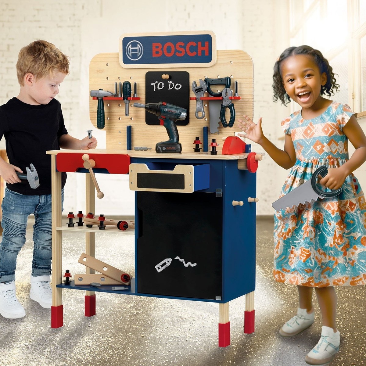 Bosch Wooden Toy Workbench Set with Accessories, 39
