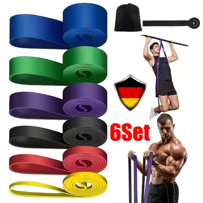 MARKENLOS Fitnessbänder Gummiband 6er-Set Terra Band Pilates Yoga Band Home Training