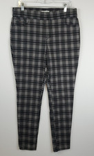 Nine West Women's 12 Heidi Slimming Pull On Skinny Pant Twill Black Gray Plaid