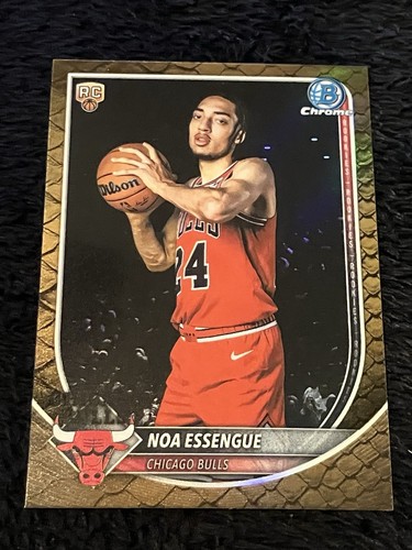 Noa Essengue Chrome Reptilian Refractor Rookie 2025-26 Bowman Card #BCV-12 Bulls