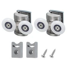 2 Pcs 25mm Double Shower Door Rollers 304 Stainless Steel Bottom Wheels Silver